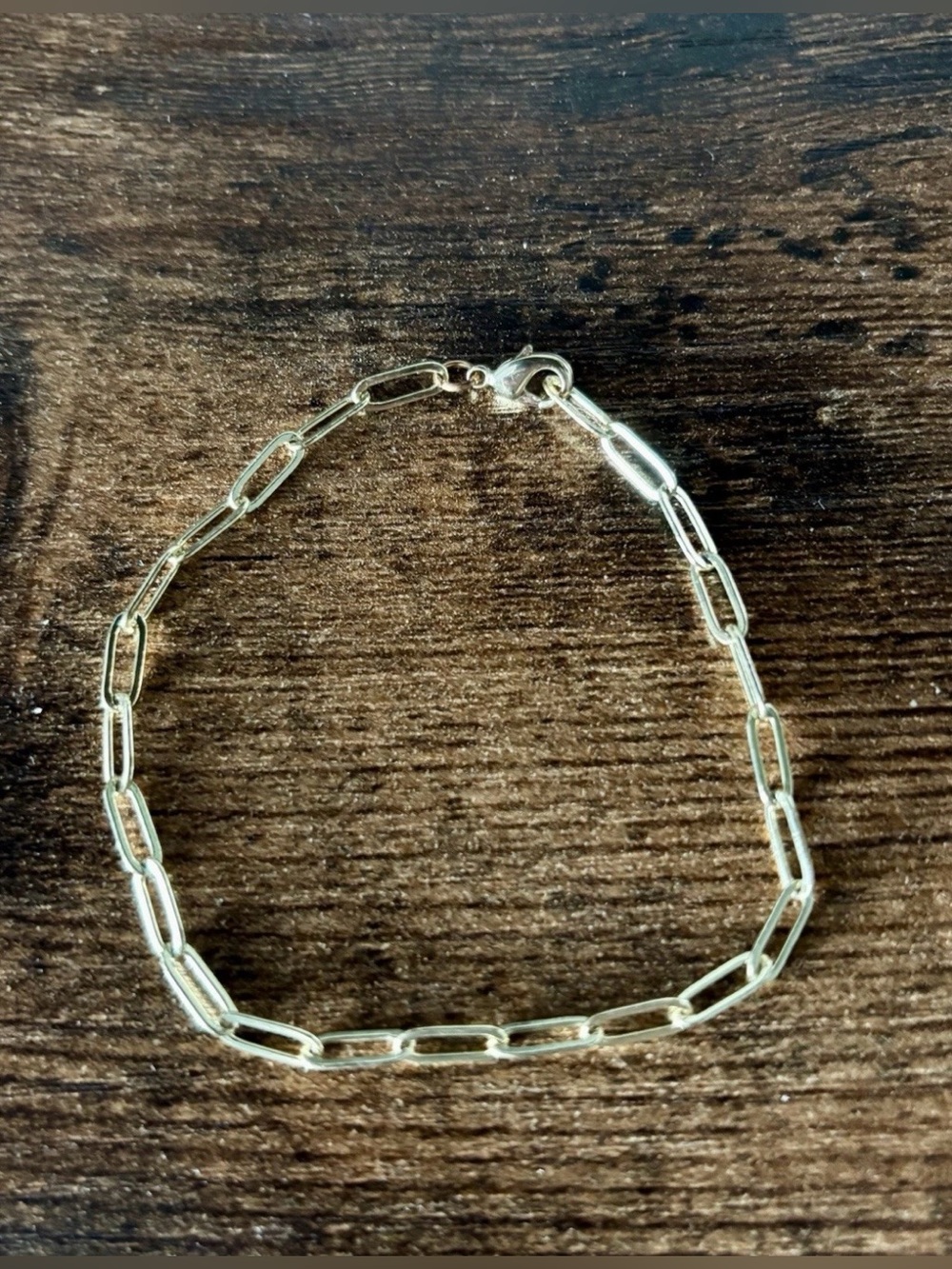 Delicate Gold Tone Paperclip Chain Bracelet - Women’s Jewelry